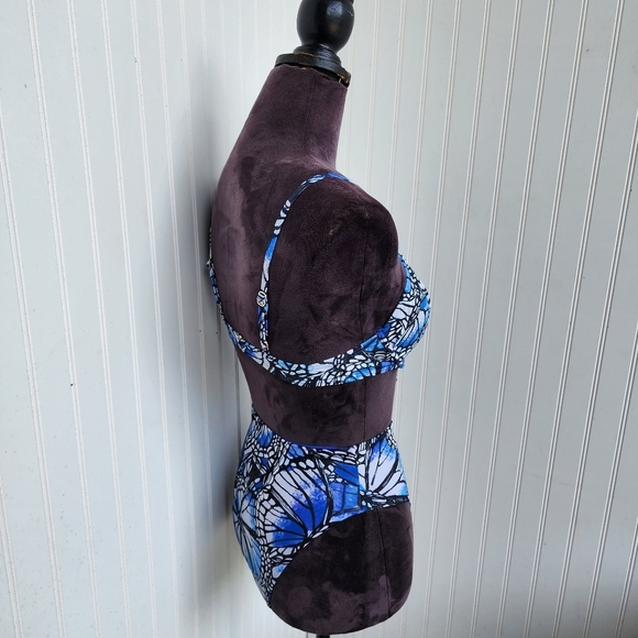 NWT Toluca Swim 2 Pc Angelica Blue Butterfly Bikini Top Bottoms High Waist Sz S - Picture 6 of 16
